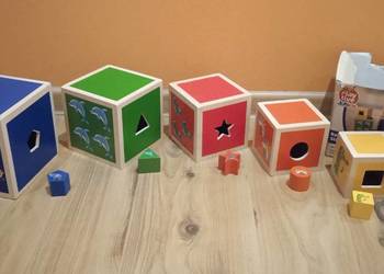 Drewniane sensoryczne kostki do układania w stos 1+ Gra edukacyjna, używany na sprzedaż  Zielona Góra