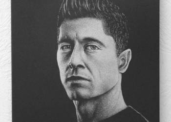 Robert Lewandowski Obraz ręcznie grawerowany ..., używany na sprzedaż  Sandomierz