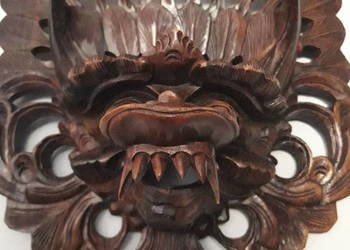 Drewniana maska lwa, Bali Indonezja UNIKAT, używany na sprzedaż  Janów Lubelski