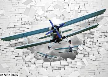 Używany, Tapeta, fototapeta Samolot, mur, 3D na sprzedaż  Leszno