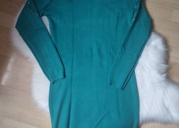 Zielona zdobiona sukienka z koronką i kaszmirem roz. M/L, używany na sprzedaż  Olkusz