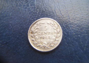 Używany, Stare monety 5 cents 1863 Holandia srebro na sprzedaż  Lesko