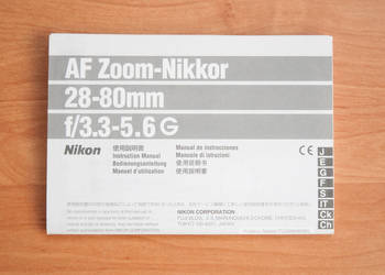 Używany, Instrukcja Nikon AF Zoom-Nikkor 28-80 f 3,3-5,6 G na sprzedaż  Stara Wieś