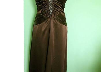 Używany, Sukienka - suknia maxi wieczorowa - satyna - 40 / 42 L - biust 96 cm na sprzedaż  Siedlce