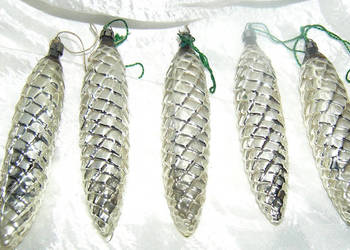 bombki vintage długie srebrne szyszki_D, używany na sprzedaż  Bartków