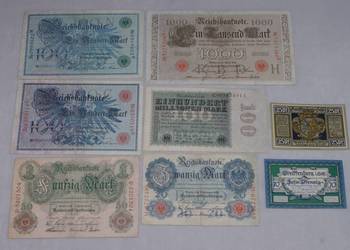 Zestaw banknotów niemieckich od 1908 do 1944, używany na sprzedaż  Płock