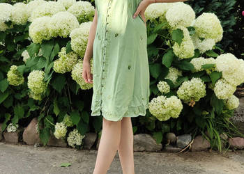 Sukienka vintage zielona boho hippie bohemian etno wiskoza n, używany na sprzedaż  Szczecin