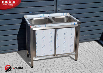 Zlew gastronomiczny dwukomorowy zabudowany szafką 1000x600x850 mm na sprzedaż  Ostrów Wielkopolski