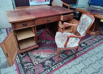 Używany, Stare dębowe biurko z Niemiec gabinetowe biurko krzesłol na sprzedaż  Sypniewo