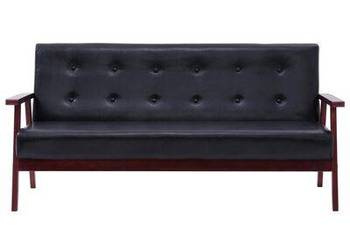 vidaXL 3-osobowa sofa, czarna, sztuczna skóra, używany na sprzedaż  Warszawa