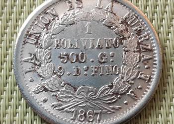 Moneta/Numizmat/Kopia -1 BOLIVIANO 1867 BOLIVIA (nr.5) na sprzedaż  Pruszków
