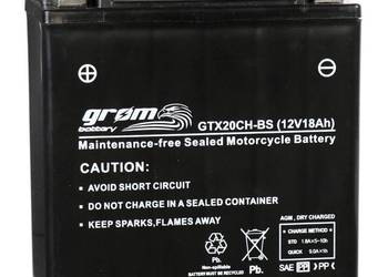 Akumulator motocyklowy GROM GTX20CH-BS 12V 18Ah 270A L+, używany na sprzedaż  Słupsk