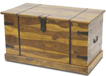 Indyjska kolonialna skrzynia kufer duża masywna drewniana, używany na sprzedaż  Limanowa