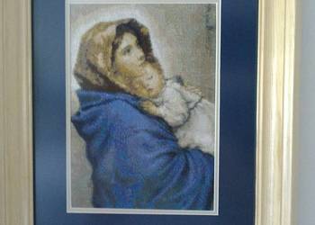 Używany, Obraz Matki Boskiej Cygańskiej, wykonany haftem krzyżykowym, na sprzedaż  Częstochowa