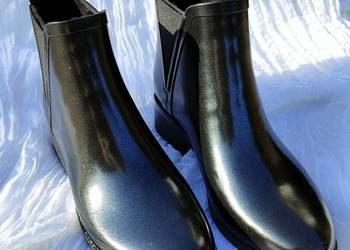 Czarne buty kalosze 39 Oysho na obcasie sztyblety gumiaki na sprzedaż  Szczecin