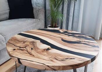 Piękny stolik kawowy orzech włoski z żywicą 70cm na sprzedaż  Zakroczym