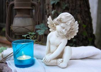 Anioł, aniołek, shabby chic figurka z żywicy 14,5 cm vintage, używany na sprzedaż  Lublin