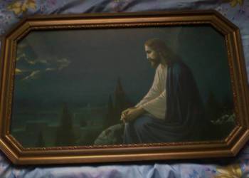 Jezus Chrystus. Stary obraz w ramie z szybą., używany na sprzedaż  Niedźwiedź