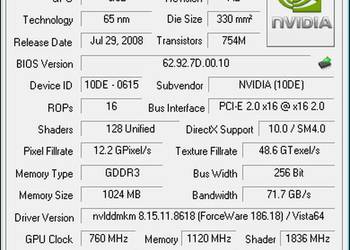 Wydajna Grafika GeForce INNO3D GTS250 1GB 256BIT HDMI i inne na sprzedaż  Warszawa