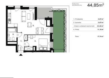Mieszkanie 44.85m2 2 pokoje Kielce na sprzedaż  Kielce