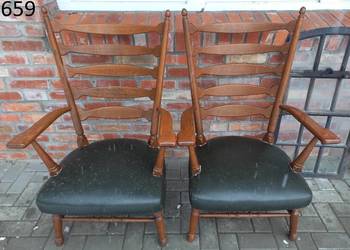 Fotel dębowy Rustykalny holenderski 2 sztuki eko skóra (659) na sprzedaż  Gawroniec