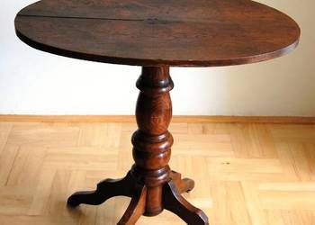 Przedwojenny stolik drewniany, kawowy na jednej nodze, toczona noga vintage na sprzedaż  Lublin