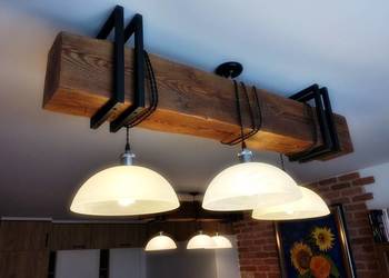 Używany, Lampa designerska loftowa sufitowa drewniano metalowa. na sprzedaż  Poznań