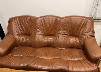 Sofa + fotel Lite drewno skóra na sprzedaż  Zabrze