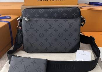 Torebka męska Lv Louis Vuitton listonoszka monogram czarna 3w1 Trio Szara, używany na sprzedaż  Kraków