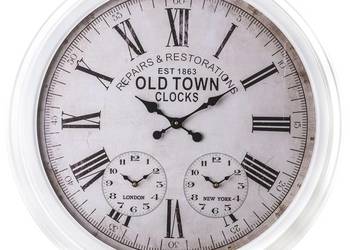 duży wiszący biały okrągły zegar w stylu retro 82478 na sprzedaż  Limanowa