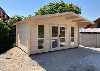 Domek dom z bali Kerstin drewniany letniskowy OBNIŻKA 23% na sprzedaż  Parzymiechy