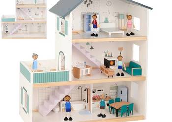 TOOKY TOY Duży Drewniany Domek dla Lalek + Figurki FSC na sprzedaż  Kraków