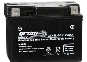 Używany, Akumulator motocyklowy GROM GTX4L-BS 12V 3Ah 60A P+ na sprzedaż  Słupsk