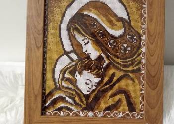 Haft krzyżykowy obraz Maryja z dzieciątkiem Jezus rękodzieło na sprzedaż  Olsztyn