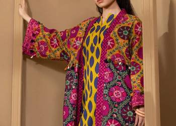 Długa narzutka kimono S 36 kolorowe bawełna folk etno boho hippie bohemian na sprzedaż  Szczecin