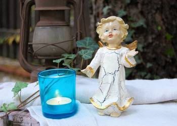 Anioł, aniołek, shabby chic, figurka z żywicy 15 cm, vintage na sprzedaż  Lublin