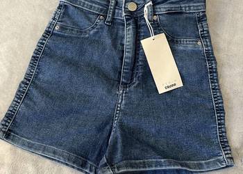 Używany, Krótkie spodenki z wysokim stanem dżinsowe / jeansowe - Crop na sprzedaż  Jasło