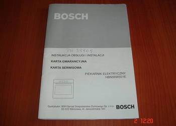 Używany, BOSCH - piecyk elektryczny HBN56W551E - instrukcja na sprzedaż  Konin