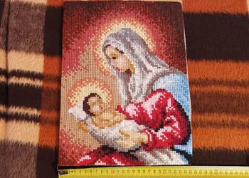 Używany, matka boska z dzieciątkiem-obraz krzyżykowy na sprzedaż  Goleniów