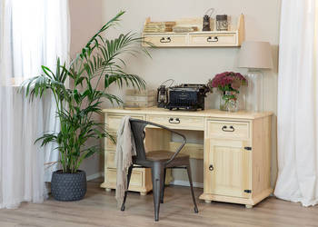 Drewniane stylowe biurko rustykalne do gabinetu domowego, używany na sprzedaż  Maków Podhalański