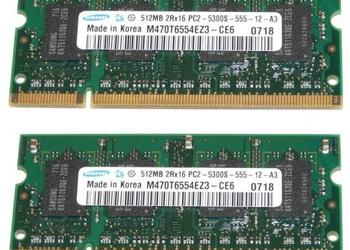 Używany, Pamięci Samsung DDR2 2x 512 MB PC5300 do laptopa na sprzedaż  Warszawa