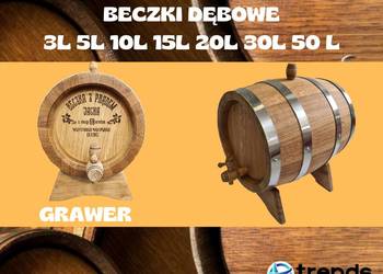 Beczka dębowa 3L 5L 10L 15L 20L 30L 50L na alkohol + grawer na sprzedaż  Skawina