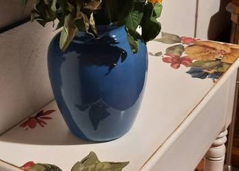 stara konsola stolik shabby chic dąb biała kwiaty szuflada na sprzedaż  Stepnica
