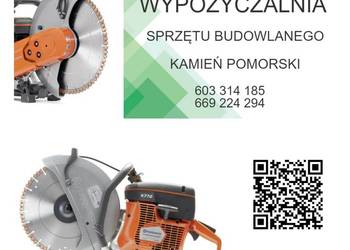 Używany, Przecinarka reczna Husqvarna. Wynajem. Wypożyczalnia sprzętu budowlanego na sprzedaż  Kamień Pomorski