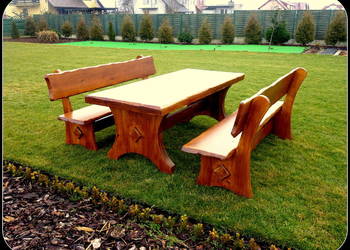 Używany, Meble ogrodowe, barowe, drewniane, stół ,ławka,hustawka na sprzedaż  Chojnice