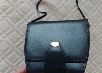 Real Leather/Granatowa, skórzana torebka z Londynu na sprzedaż  Kraków