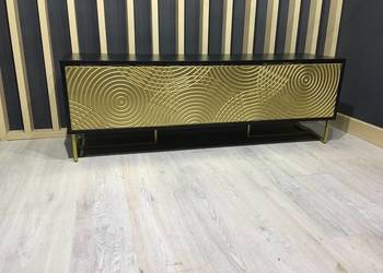 Szafka RTV sideboard 150 cm czarna złota fronty rings na sprzedaż  Warszawa