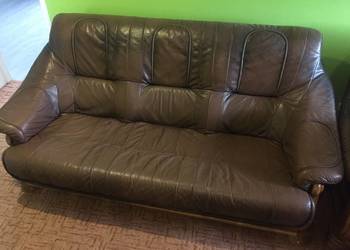Używany, Wypoczynek skórzany sofa kanapa trzyosobowa z funkcja spania na sprzedaż  Kielce