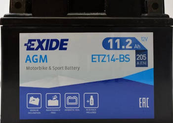 Akumulator motocyklowy EXIDE ETZ14-BS YTZ14-BS 12V 11,2Ah na sprzedaż  Słupsk