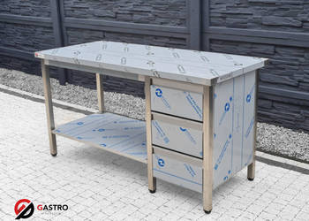 Stół gastronomiczny centralny z półką i szufladami spawany 1600x700x850 mm na sprzedaż  Ostrów Wielkopolski